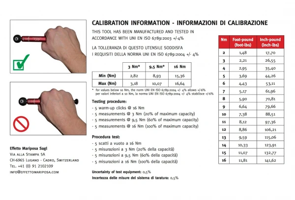 Clé Dynamométrique Effetto Mariposa Giustaforza II 2-16 Nm Deluxe 8 Clé Dynamométrique Effetto Mariposa Giustaforza II 2-16 Nm Deluxe – Image 6