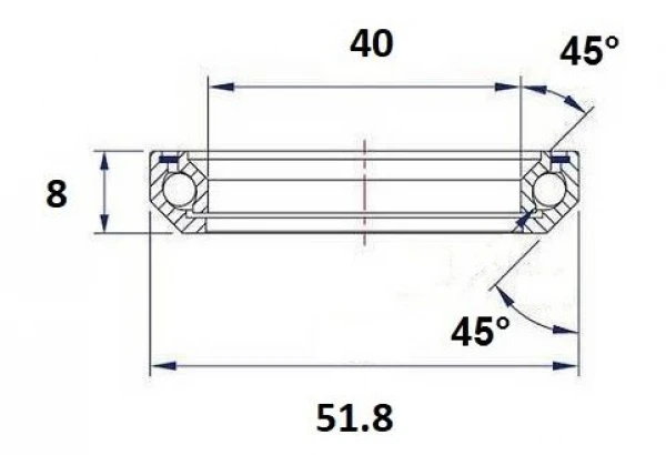 Roulement De Direction Black Bearing D13 40 X 51.8 X 8 Mm 45/45° 4 Roulement De Direction Black Bearing D13 40 X 51.8 X 8 Mm 45/45° – Image 2
