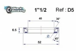 Roulement De Direction Black Bearing D5 40 X 52 X 6.5 Mm 36/45° -Entretien Réparation Route Soldes unnamed file 1972