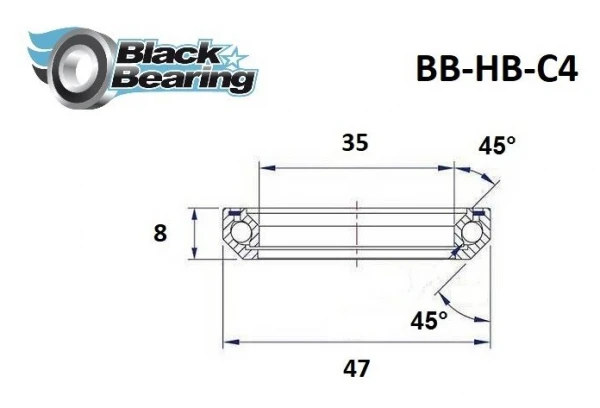 Roulement De Direction Black Bearing C4 35 X 47 X 8 Mm 45/45° 4 Roulement De Direction Black Bearing C4 35 X 47 X 8 Mm 45/45° – Image 2