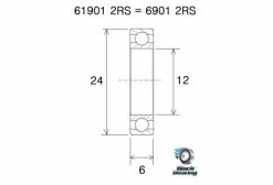 Roulement Black Bearing 61901-2RS 12 X 24 X 6 Mm 5 Roulement Black Bearing 61901-2RS 12 X 24 X 6 Mm -Entretien Réparation Route Soldes unnamed file 2949