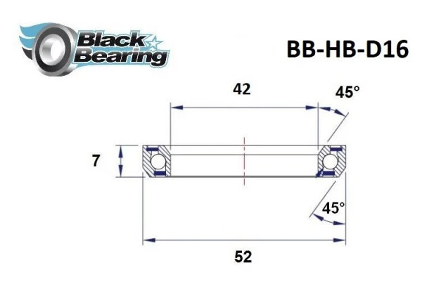 Roulement De Direction Black Bearing D16 42 X 52 X 7 Mm 45/45° 4 Roulement De Direction Black Bearing D16 42 X 52 X 7 Mm 45/45° – Image 2
