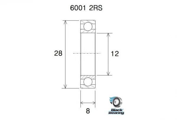 Roulement Black Bearing 6001-2RS 12 X 28 X 8 Mm 4 Roulement Black Bearing 6001-2RS 12 X 28 X 8 Mm – Image 2