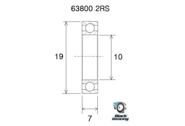 Roulement Black Bearing 63800-2RS 10 X 19 X 7 Mm 4 Roulement Black Bearing 63800-2RS 10 X 19 X 7 Mm – Image 2
