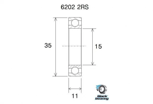 Roulement Black Bearing 6202-2RS 15 X 35 X 11 Mm 4 Roulement Black Bearing 6202-2RS 15 X 35 X 11 Mm – Image 2
