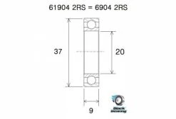Roulement Black Bearing 61904-2RS 20 X 37 X 9 Mm -Entretien Réparation Route Soldes unnamed file 4042
