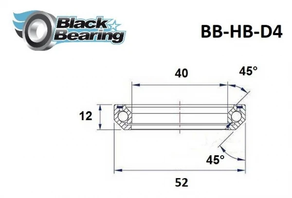 Roulement De Direction Black Bearing D4 40 X 52 X 12 Mm 45/45° 4 Roulement De Direction Black Bearing D4 40 X 52 X 12 Mm 45/45° – Image 2