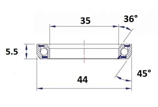 Roulement De Direction Black Bearing C12 35 X 44 X 5.5 Mm 36/45° 4 Roulement De Direction Black Bearing C12 35 X 44 X 5.5 Mm 36/45° – Image 2
